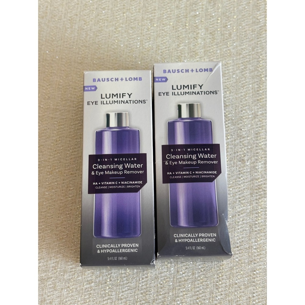 Bausch + Lomb Lumify Eye Illuminations 5.4oz New 2pk‎ Micellar Cleansing Water